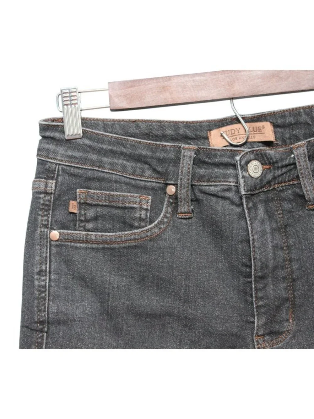 Judy Blue Jeans Size 7 28 Slim Fit Black Stretch Denim Tummy Control Preppy - Picture 5 of 12